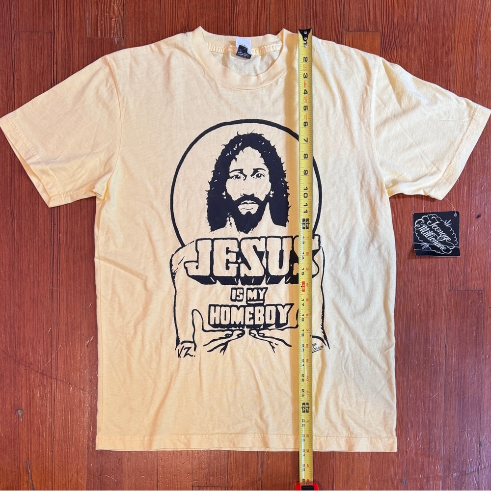 Graphic 'Jesus Is My Homeboy' Short Sleeve T-Shirt - Cream - Picture 11 of 11